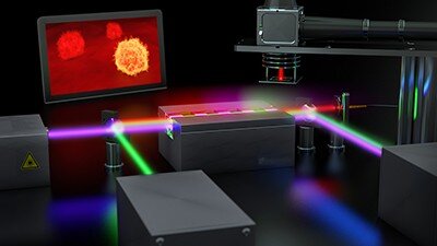 Quantum imaging setup for the microscopic examination of cancer cells. Credit: Fraunhofer IOF