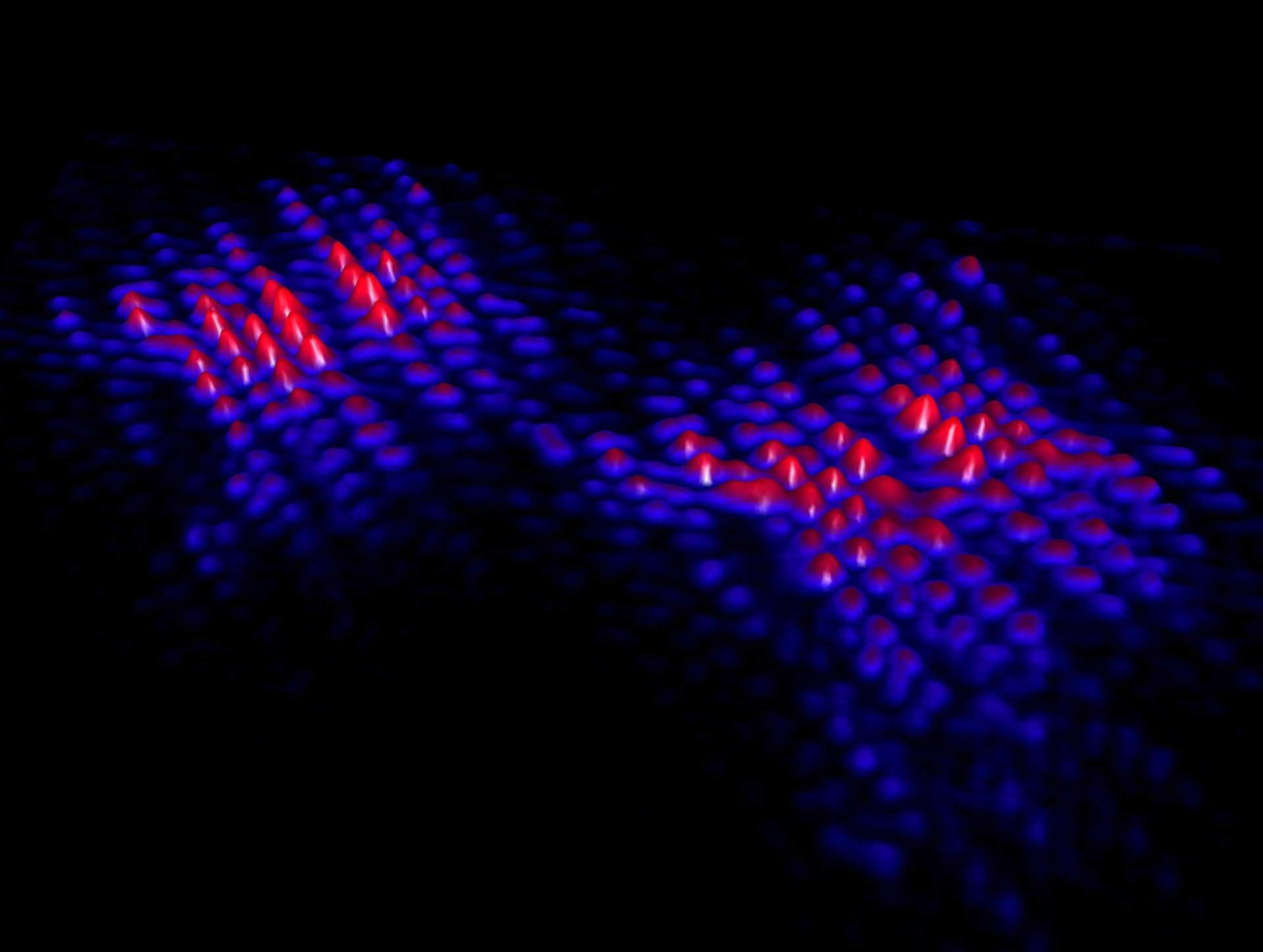 Atomic-scale image of two interacting donors in silicon. Credit: CQC2T