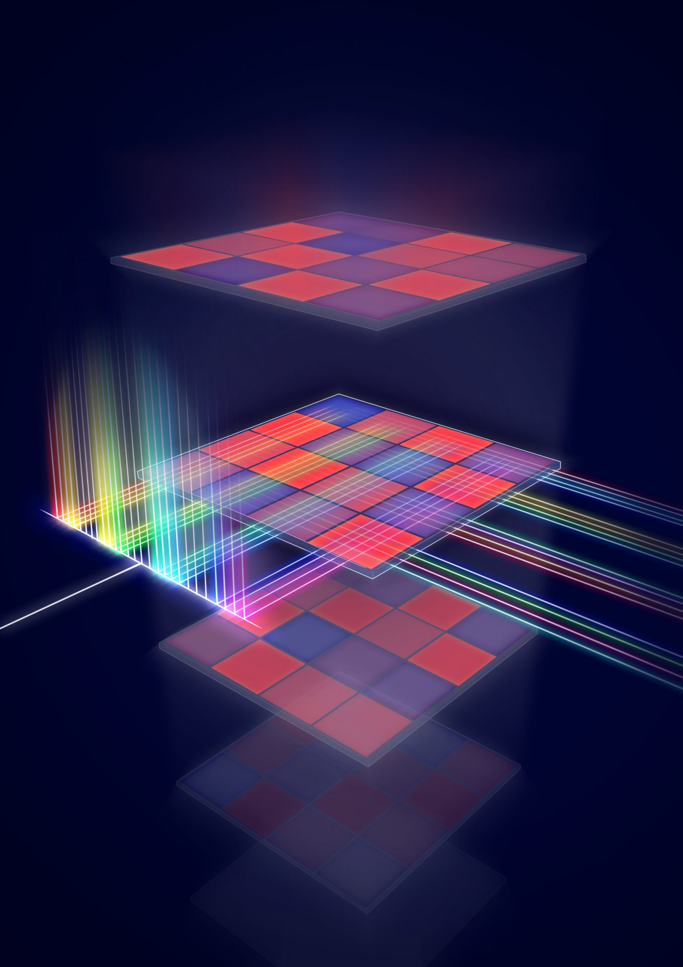 Schematic representation of a processor for matrix multiplications that runs on light. Credit: University of Oxford