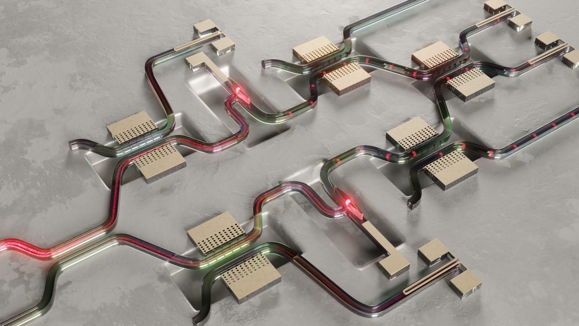 Illustration of a controlled quantum circuit enabled by the reported heat-free switches. Credit: Lucas Schweickert